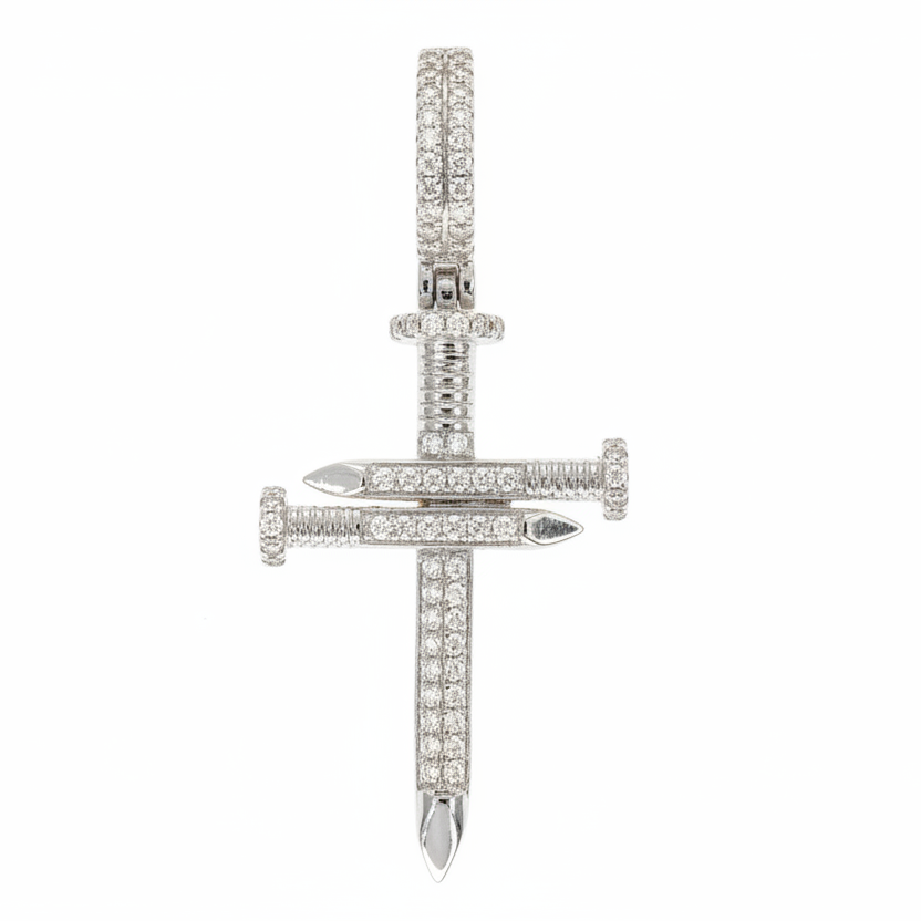 14K Gold Diamond Nail Cross