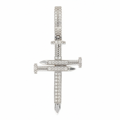 14K Gold Diamond Nail Cross