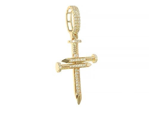 14K Gold Diamond Nail Cross