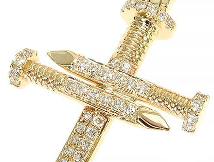14K Gold Diamond Nail Cross