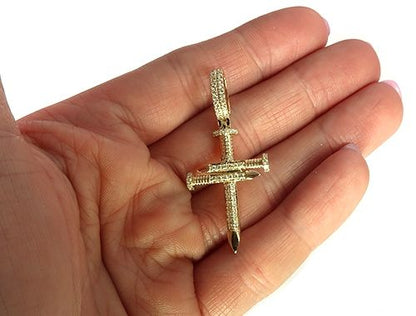 14K Gold Diamond Nail Cross