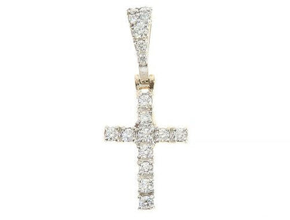 14K Yellow Gold Diamond Small Cross
