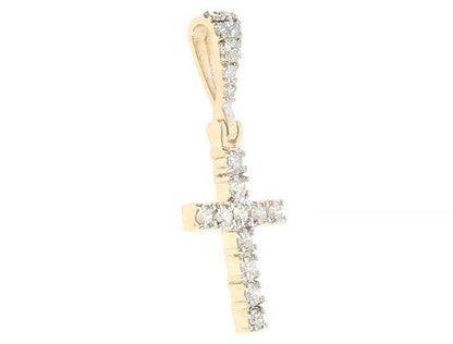 14K Yellow Gold Diamond Small Cross