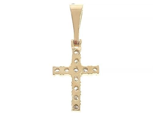 14K Yellow Gold Diamond Small Cross