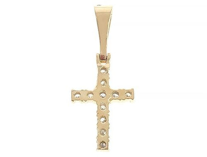 14K Yellow Gold Diamond Small Cross