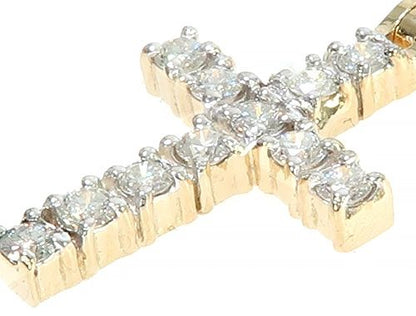 14K Yellow Gold Diamond Small Cross