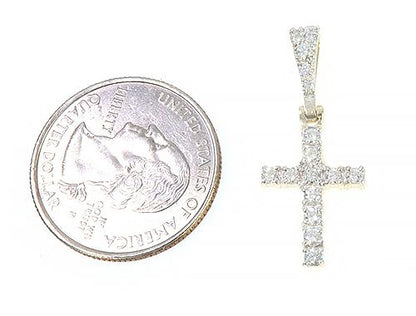 14K Yellow Gold Diamond Small Cross