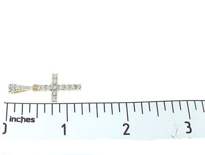 14K Yellow Gold Diamond Small Cross