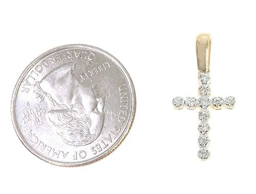 14K Gold Diamond Small Cross