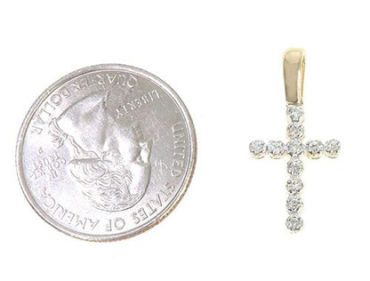 14K Gold Diamond Small Cross