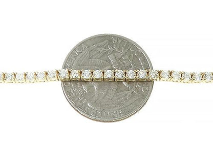14K Yellow Gold Diamond Tennis Chain 18 Inches 2.5mm 7.23ct