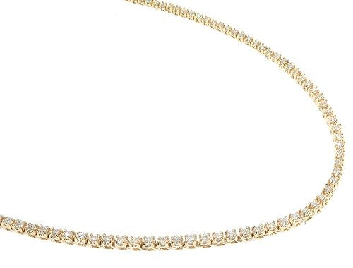 14K Yellow Gold Diamond Tennis Chain 22 Inches 2mm