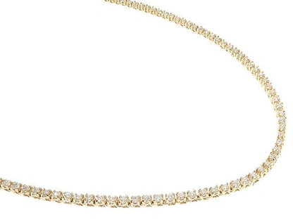 14K Yellow Gold Diamond Tennis Chain 22 Inches 2mm