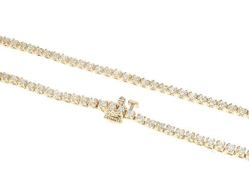14K Yellow Gold Diamond Tennis Chain 22 Inches 2mm