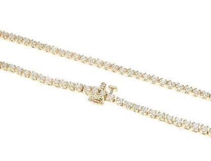 14K Yellow Gold Diamond Tennis Chain 22 Inches 2mm