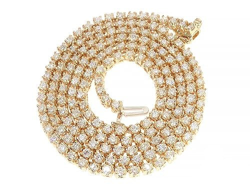 14K Yellow Gold Diamond Tennis Chain 22 Inches 2mm