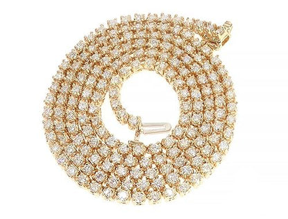 14K Yellow Gold Diamond Tennis Chain 22 Inches 2mm