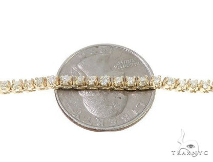 14K Yellow Gold Diamond Tennis Chain 22 Inches 2mm