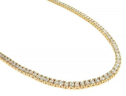 14K Yellow Gold Diamond Tennis Chain 22 Inches 3mm