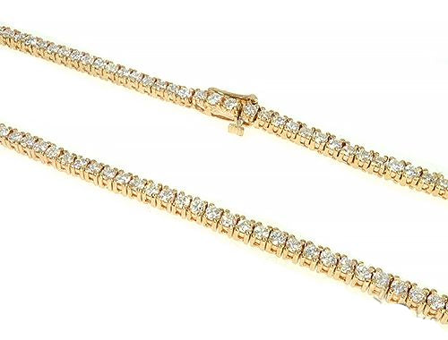 14K Yellow Gold Diamond Tennis Chain 22 Inches 3mm