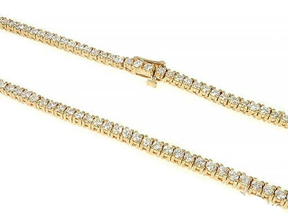 14K Yellow Gold Diamond Tennis Chain 22 Inches 3mm