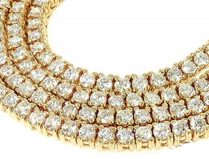 14K Yellow Gold Diamond Tennis Chain 22 Inches 3mm