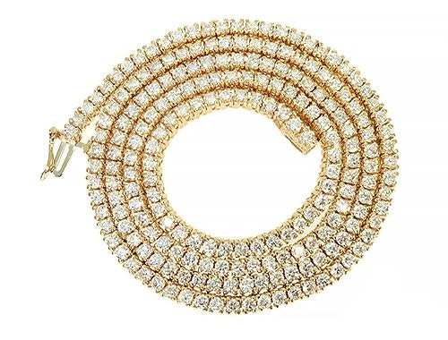 14K Yellow Gold Diamond Tennis Chain 22 Inches 3mm