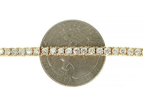 14K Yellow Gold Diamond Tennis Chain 22 Inches 3mm