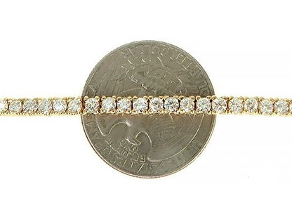 14K Yellow Gold Diamond Tennis Chain 22 Inches 3mm