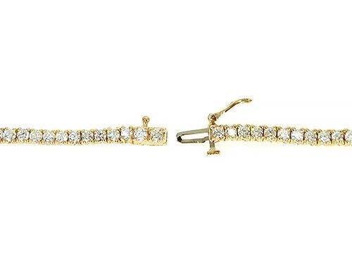 14K Yellow Gold Diamond Tennis Chain 22 Inches 3mm
