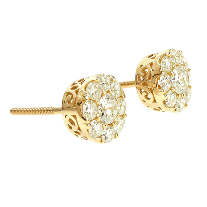 14K Gold Cluster Stud Earrings