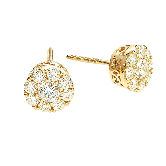 14K Gold Cluster Stud Earrings