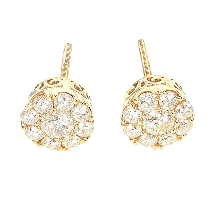 14K Gold Cluster Stud Earrings