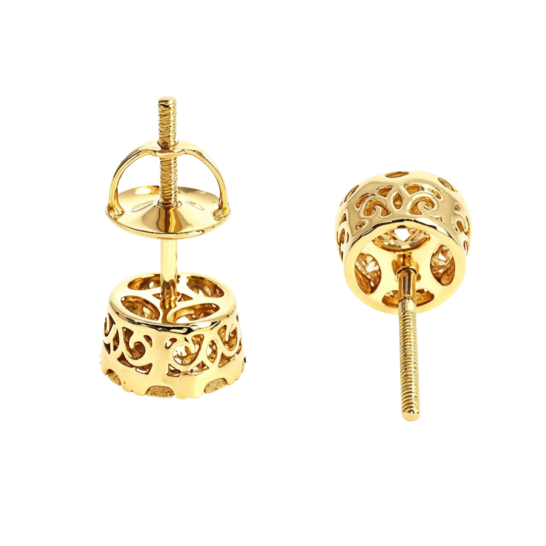 14K Gold Cluster Stud Earrings