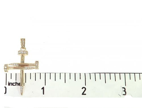 14k Gold Diamond Nail Cross Pendant