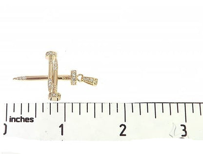 14k Gold Diamond Nail Cross Pendant