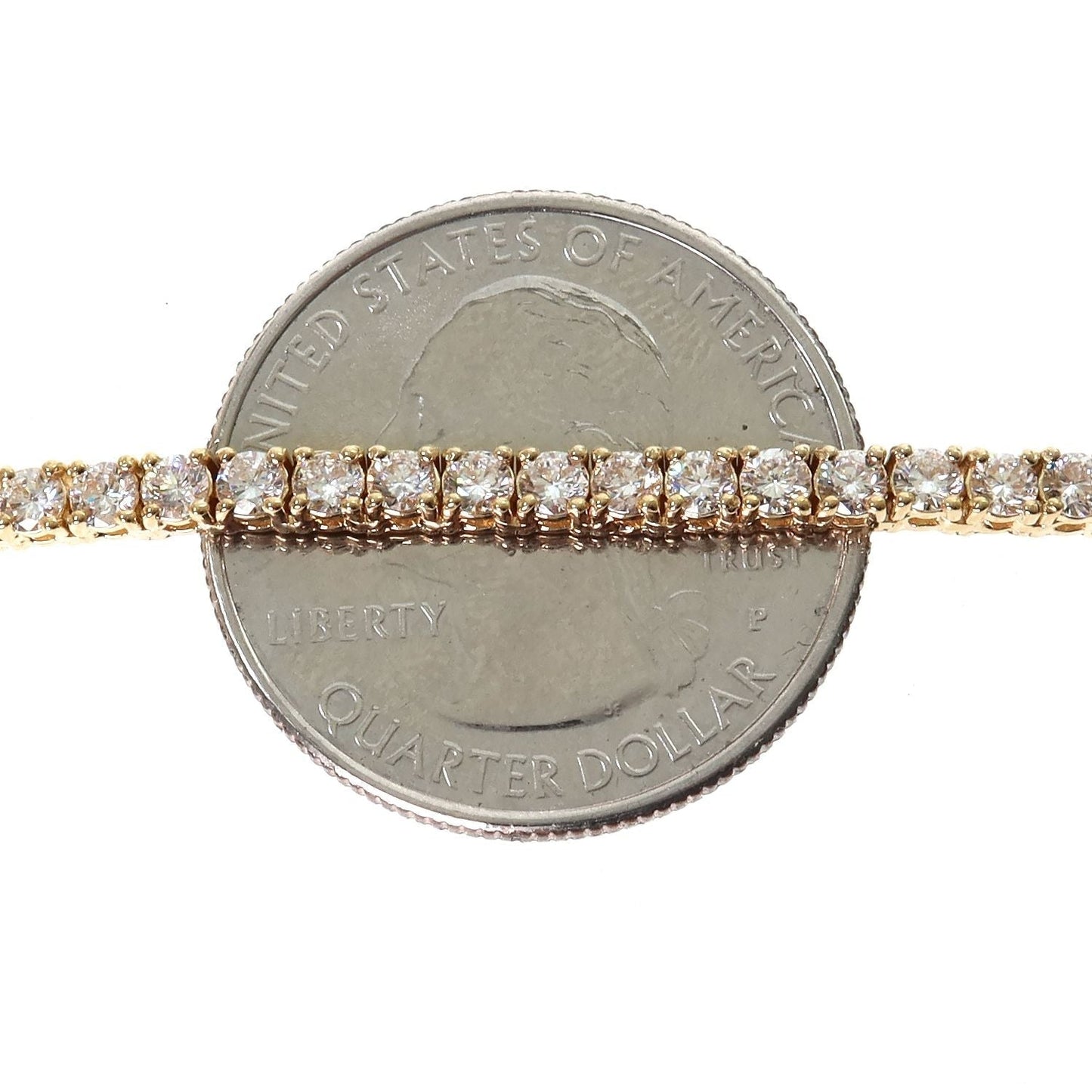 14k Yellow Gold Tennis chain 7pt 3.3mm 22 inches