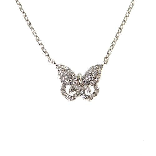 18K Gold Butterfly Baguette Diamond Necklace 67916