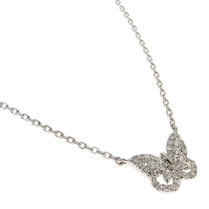 18K Gold Butterfly Baguette Diamond Necklace 67916