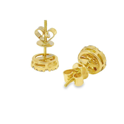 18K Gold Round Diamond Earrings