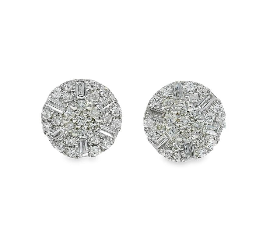 18K Gold Round Diamond Earrings