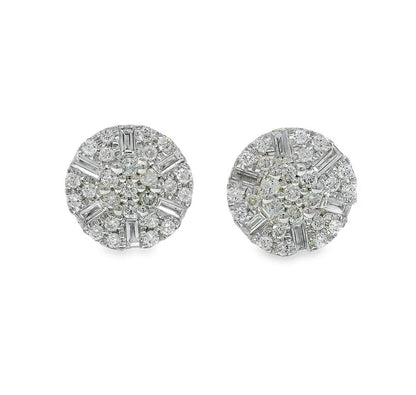18K Gold Round Diamond Earrings