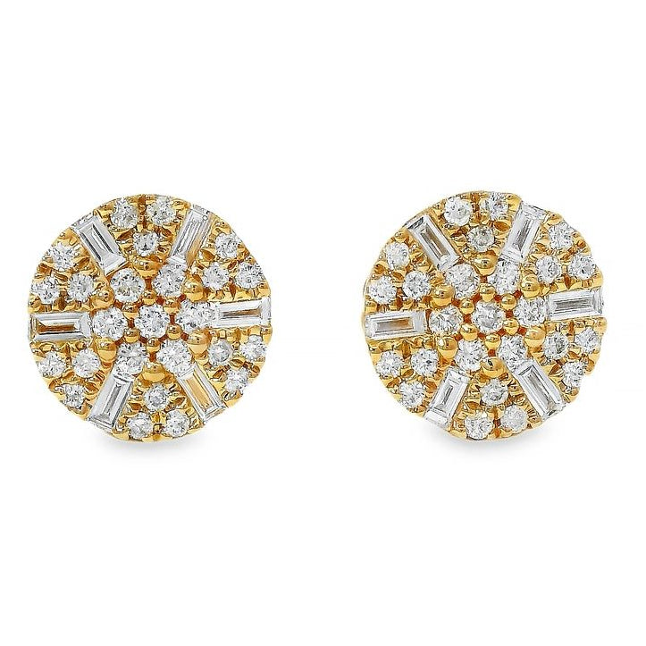 18K Gold Round Diamond Earrings