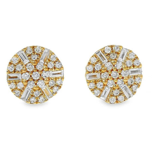 18K Gold Round Diamond Earrings