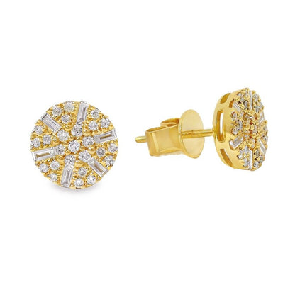 18K Gold Round Diamond Earrings