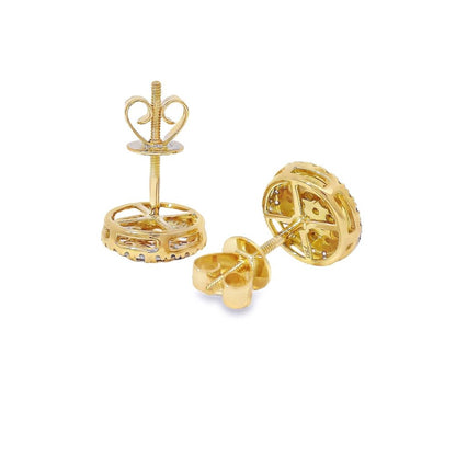 18K Gold Diamond Round Earrings