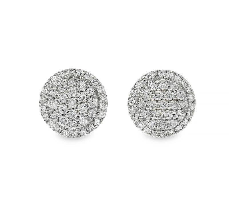 18K Gold Diamond Round Earrings