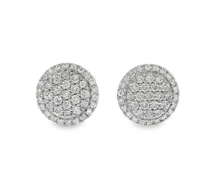 18K Gold Diamond Round Earrings