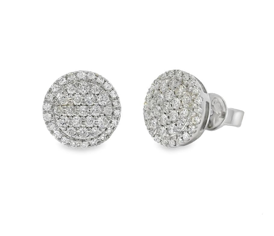 18K Gold Diamond Round Earrings