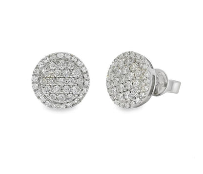 18K Gold Diamond Round Earrings